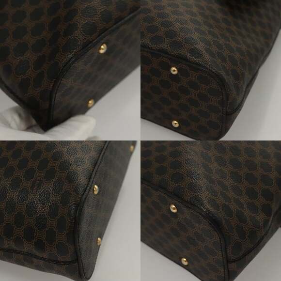 CELINE Macadam Canvas Shoulder Bag Pvc Leather Black Gold - Picture 10 of 12